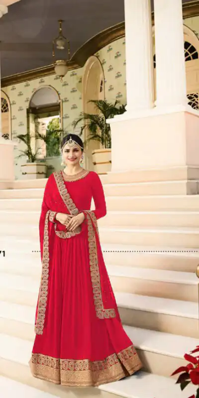 FC 7171 Red Color Georgette Embroidery work Anarkali Suit Casual, Wedding, Party, Festive, Events Etc. Expected Delivery 4-6 Working Days @1999/- | Anarkali Suits, Bollywood Anarkali, Creative-Anarkali, Designer Anarkali, Embroidered Anarkali, Party Wear Anarkali
