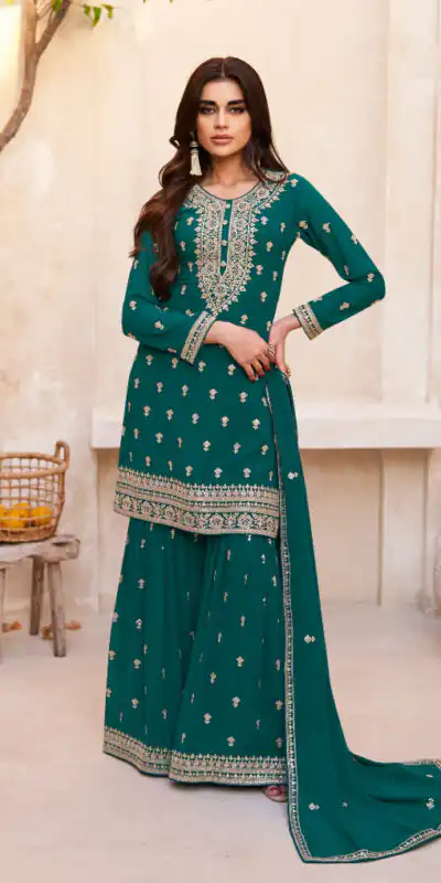 Fc Zohara 9758 Green Top : Georgette Work : Heavy Embroidery Designer Work Bottom : Santoon Wedding, Party, Festive @3249/- | Salwar suit, Designer Suits, Casual Suits, Creative suits, Palazzo Suits, Party Wear Suits, Patiala Suits, Straight Suits