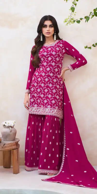 Fc Zohara 9757 Red Top : Georgette Work : Heavy Embroidery Designer Work Bottom : Santoon Wedding, Party, Festive @3249/- | Salwar suit, Designer Suits, Casual Suits, Creative suits, Palazzo Suits, Party Wear Suits, Patiala Suits, Straight Suits