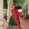Attractive Green Color Tussar Silk Patola Printed Lehenga Choli