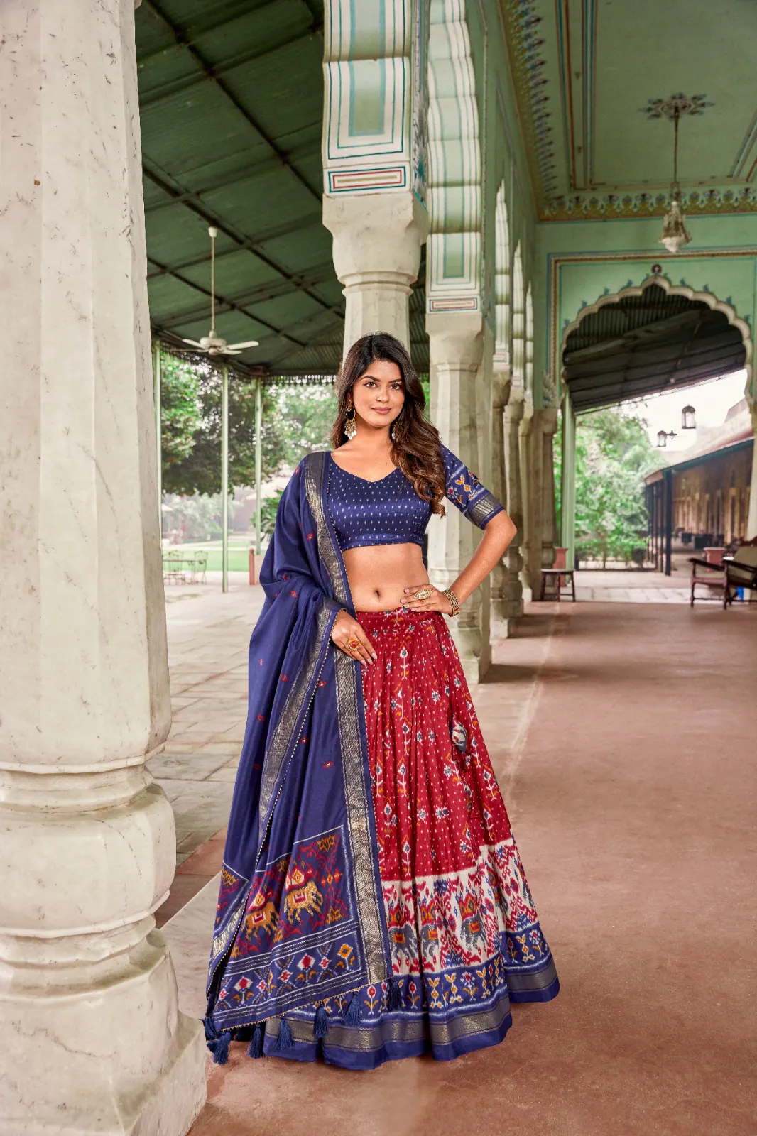 LNB1691 Red Color Tussar Silk Patola Foil Printed Lehenga Choli Festive, Wedding, Party, Events Expected Delivery 4-6 Working Days @2199/- | Lehenga, Bollywood Lehenga, Creative Lehenga, Designer Lehenga, Embroidered Lehenga, Party Wear Lehenga