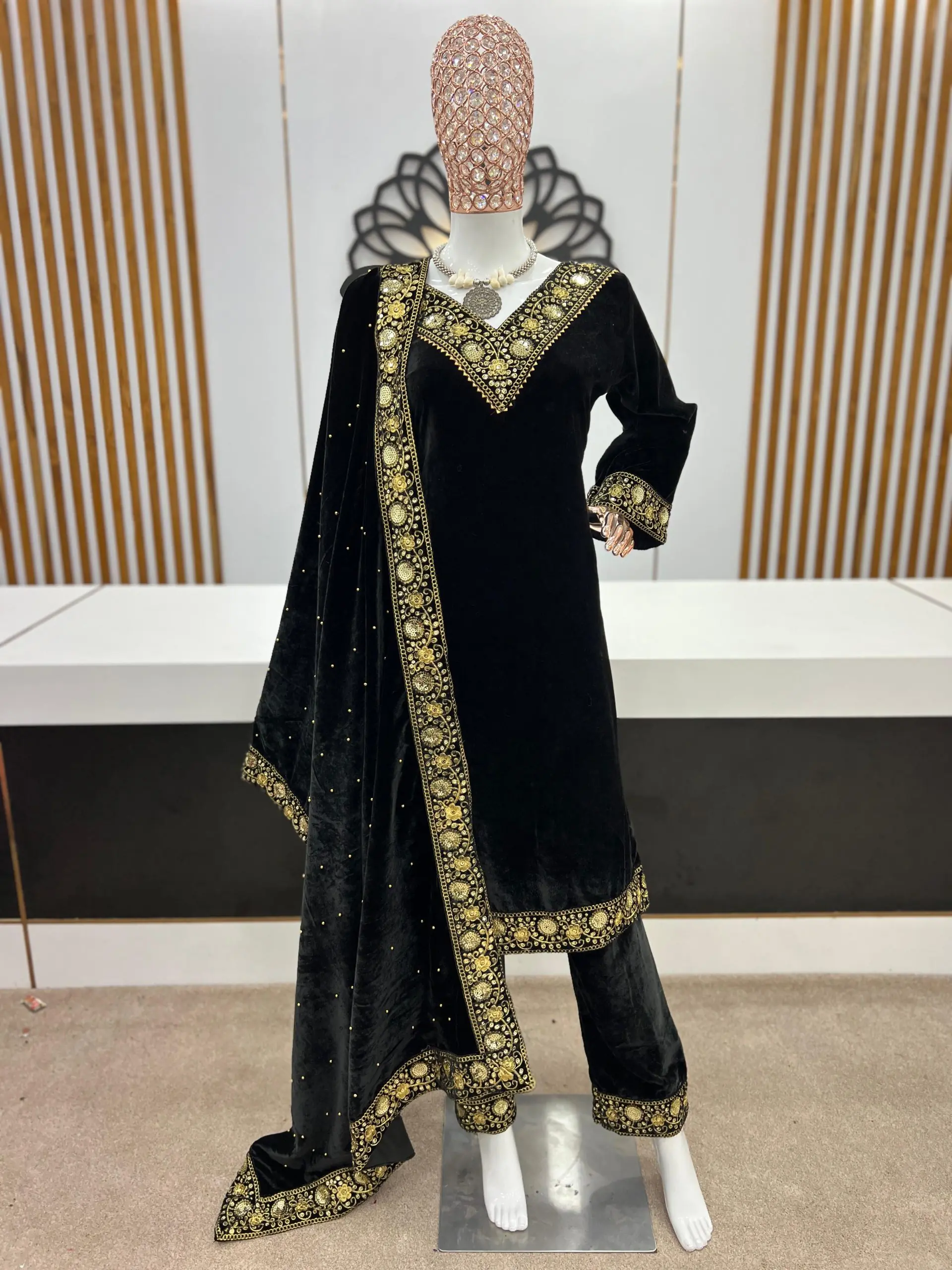 NSR 780 Black Color Gown Viscose Velvet with Embroidery Sequence Work Inner : Micro Cotton Traditional Wear, Wedding, Festive, Events. @2149/- | Salwar suit, Designer Suits, Casual Suits, Creative suits, Palazzo Suits, Party Wear Suits, Straight Suits