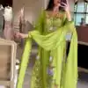 Awesome Green Color Georgette Embroidery Work Salwar Suit