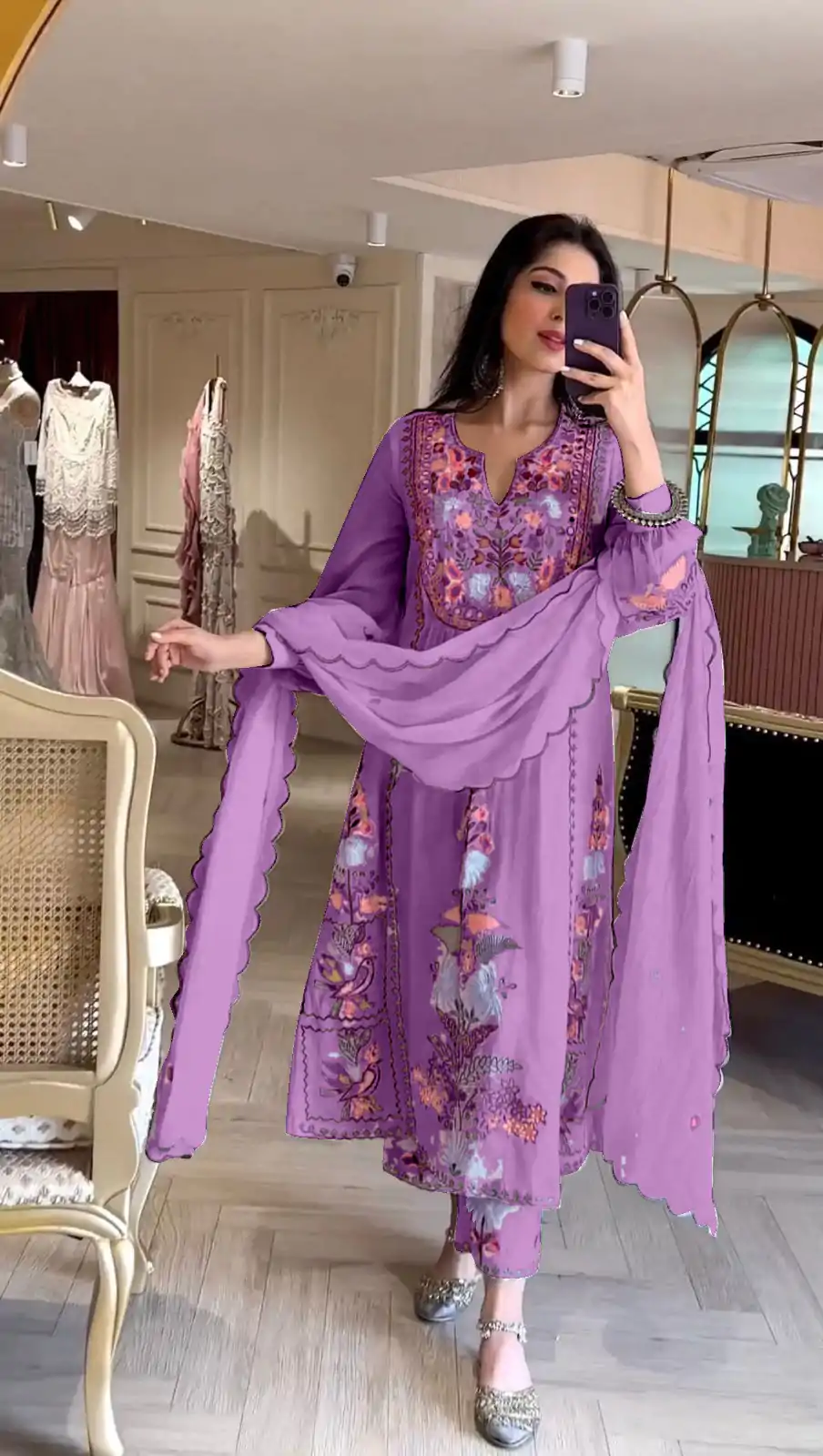 AD118 Violet Color Georgette Embroidery Work Salwar Suit Casual, Wedding, Festive, Events Etc. Expected Delivery  4-6 Working Days @1950/- | Jump Suits, Salwar suit, Designer Suits, Casual Suits, Creative suits, Palazzo Suits, Party Wear Suits, Straight Suits