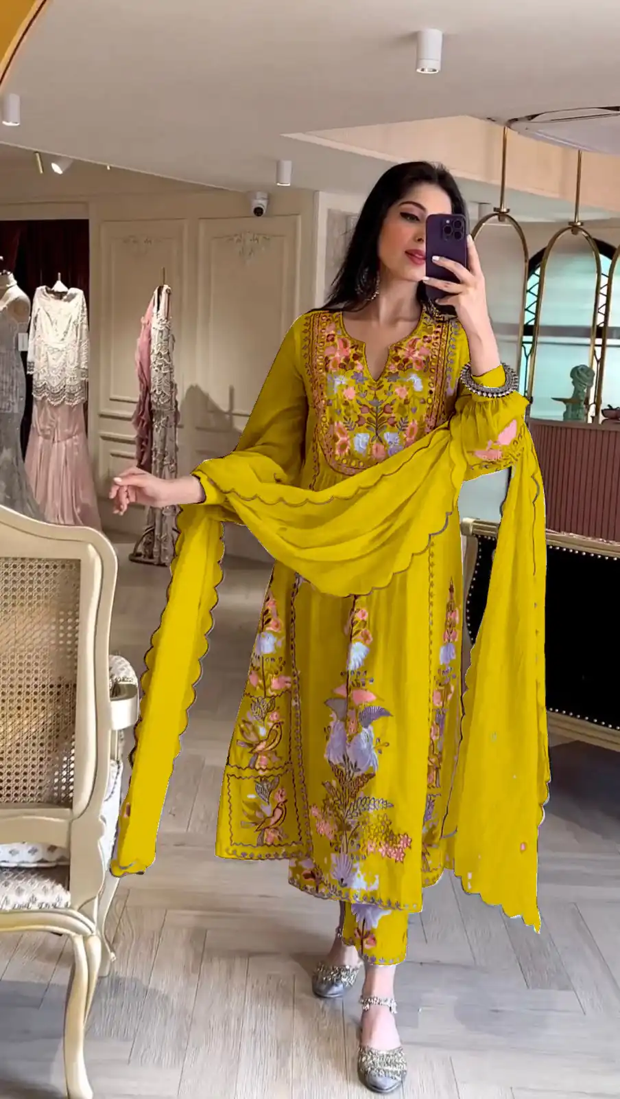 AD118 Yellow Color Georgette Embroidery Work Salwar Suit Casual, Wedding, Festive, Events Etc. Expected Delivery  4-6 Working Days @1950/- | Jump Suits, Salwar suit, Designer Suits, Casual Suits, Creative suits, Palazzo Suits, Party Wear Suits, Straight Suits
