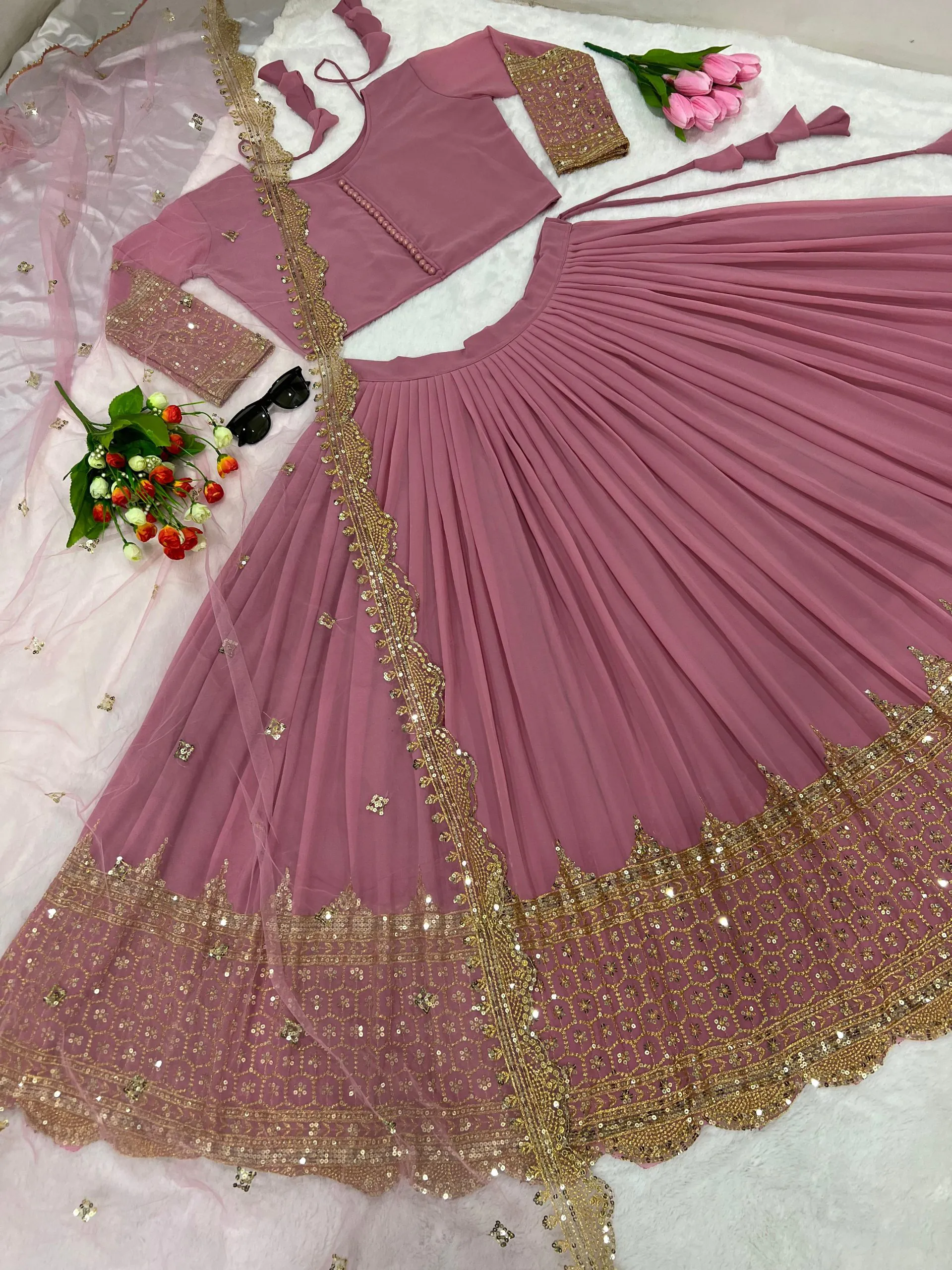ZSR-3048 Red Color Lehenga : Georgette Blouse : Georgette Work : Thread And Sequence Embroidered Work Traditional Wear, Festive, Wedding, Events @1999/- | Lehenga, Bollywood Lehenga, Creative Lehenga, Designer Lehenga, Embroidered Lehenga, Party Wear Lehenga