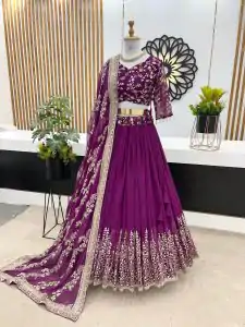 ZF 358 Purple Color Faux Georgette With Heavy Embroidery Sequence Work Lehenga Choli Wedding, Party, Events Etc. Expected Delivery 4-6 Working Days 2099/- | Lehenga, Bollywood Lehenga, Creative Lehenga, Designer Lehenga, Embroidered Lehenga, Party Wear Lehenga