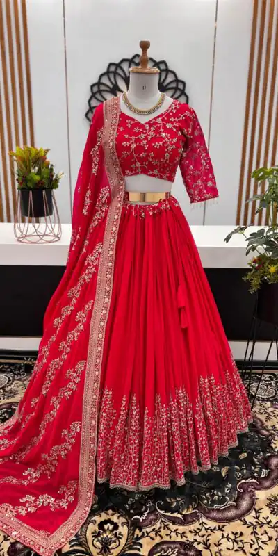 ZF 358 Rani Pink Color Faux Georgette With Heavy Embroidery Sequence Work Lehenga Choli Wedding, Party,Events Etc. Expected Delivery 4-6 Working Days 2099/- | Lehenga, Bollywood Lehenga, Creative Lehenga, Designer Lehenga, Embroidered Lehenga, Party Wear Lehenga