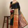 Brilliant Black Color Narayan Pet Zari Weaving Work Saree