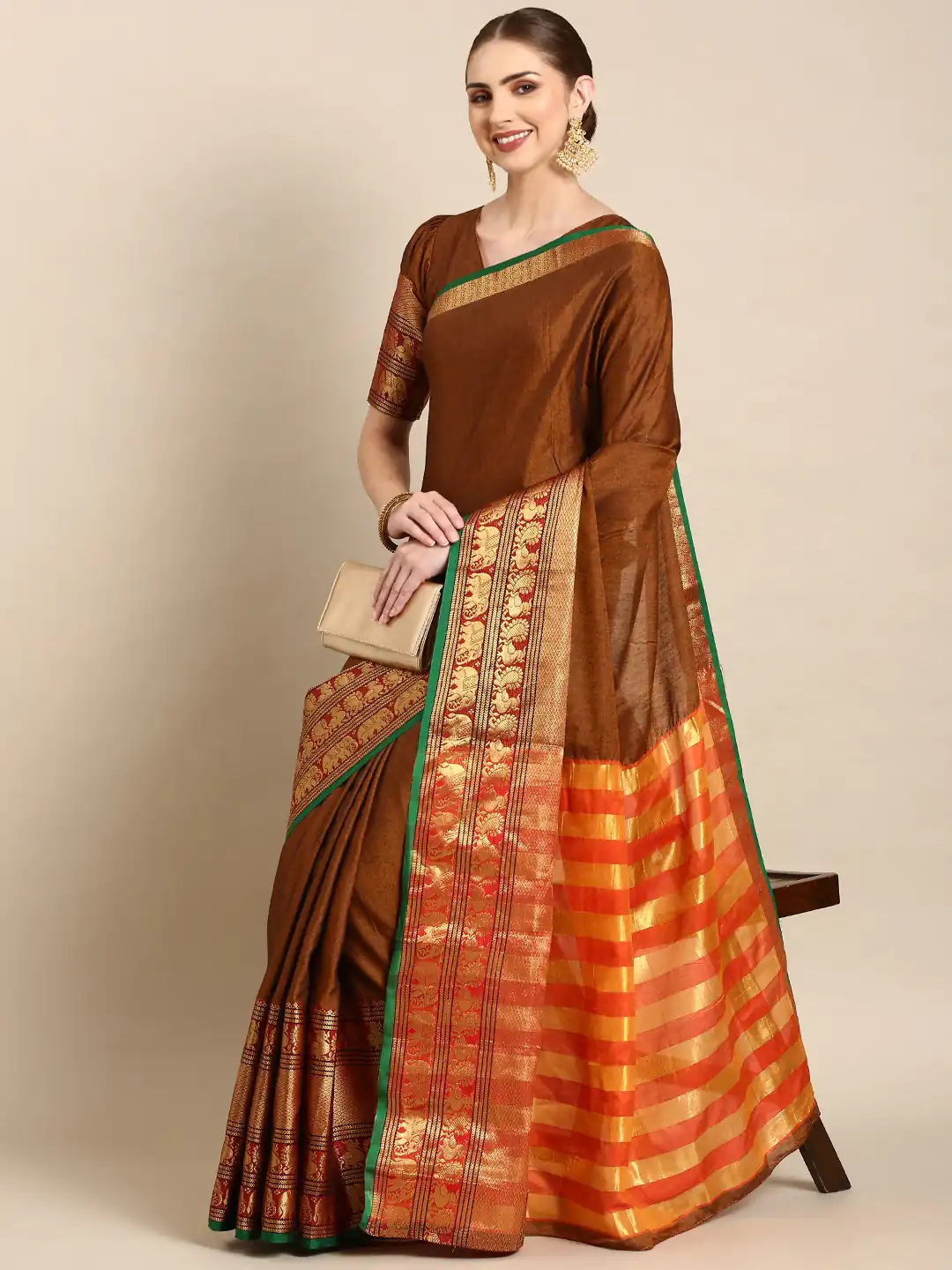 YNF 7409 Brown Color Narayan Pet Zari Weaving Work Saree Casual, Party Wear, Wedding, Events Etc. Expected Delivery 4-6 Working Days @1399/- | Sarees, Bollywood Sarees, Creative Sarees, Designer Sarees, Embroidered Sarees, Ethnic Saree, Modern Digital sarees, Party Wear Sarees