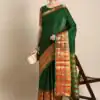 Brilliant Stone Green Color Narayan Pet Zari Weaving Work Saree