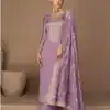Charming Purple Color Sequence Embroidery Stone Work Straight Salwar Suit