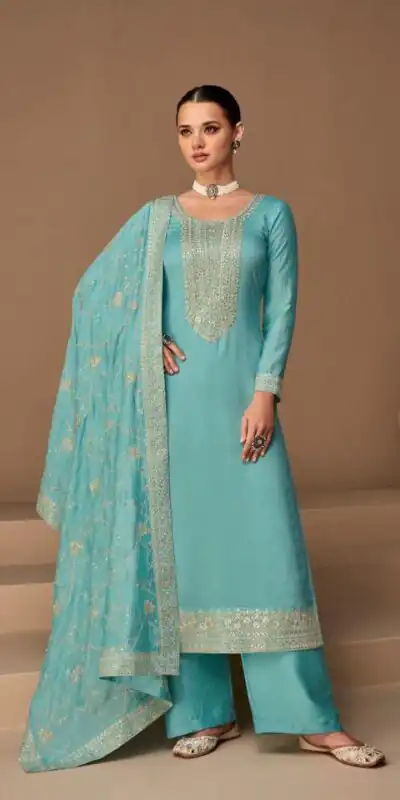 Ashirwad 9522 Sky Blue Color Sequence Embroidery Stone Work Salwar Suit , Wedding, Party, Festive, Events Etc. Expected Delivery 4-6 Working Days @2250/- | Salwar suit, Designer Suits, Casual Suits, Creative suits, Palazzo Suits, Party Wear Suits, Straight Suits