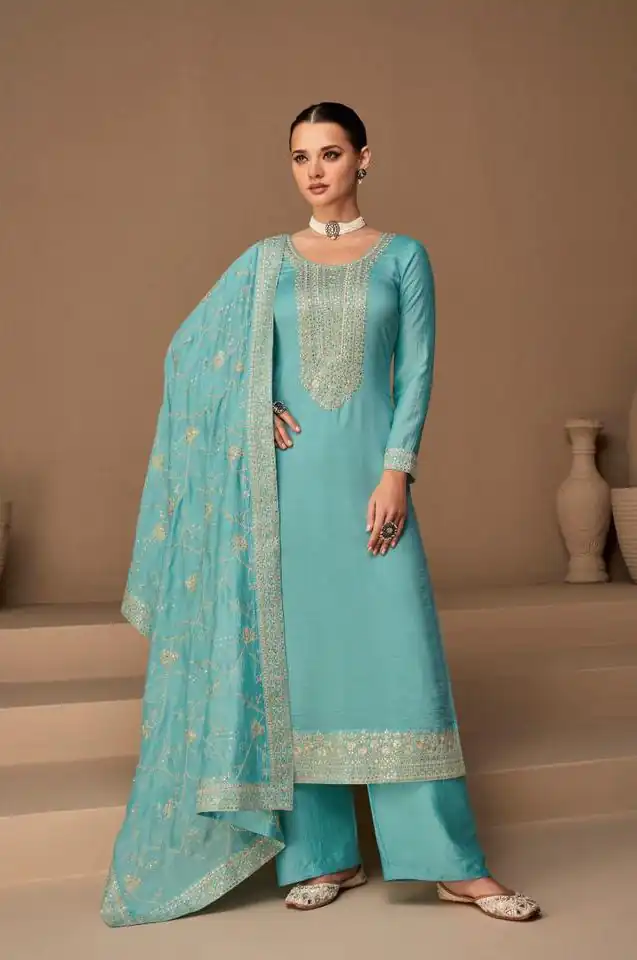 Ashirwad 9522 Sky Blue Color Sequence Embroidery Stone Work Salwar Suit , Wedding, Party, Festive, Events Etc. Expected Delivery 4-6 Working Days @2250/- | Salwar suit, Designer Suits, Casual Suits, Creative suits, Palazzo Suits, Party Wear Suits, Straight Suits
