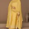 Charming Yellow Color Sequence Embroidery Stone Work Straight Salwar Suit