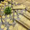 Classic Grey Color Pure Organza Gold Zari Weaving Silk Saree