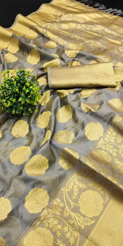MB™️ 3225 Grey Color Pure Organza Gold Zari Weaving Silk Saree Casual, Wedding, Party Wear, Festival, Events Etc. Expected Delivery 4-6 Working Days @1499/- | Sarees, Bollywood Sarees, Creative Sarees, Designer Sarees, Embroidered Sarees, Ethnic Saree, Modern Digital sarees, Party Wear Sarees