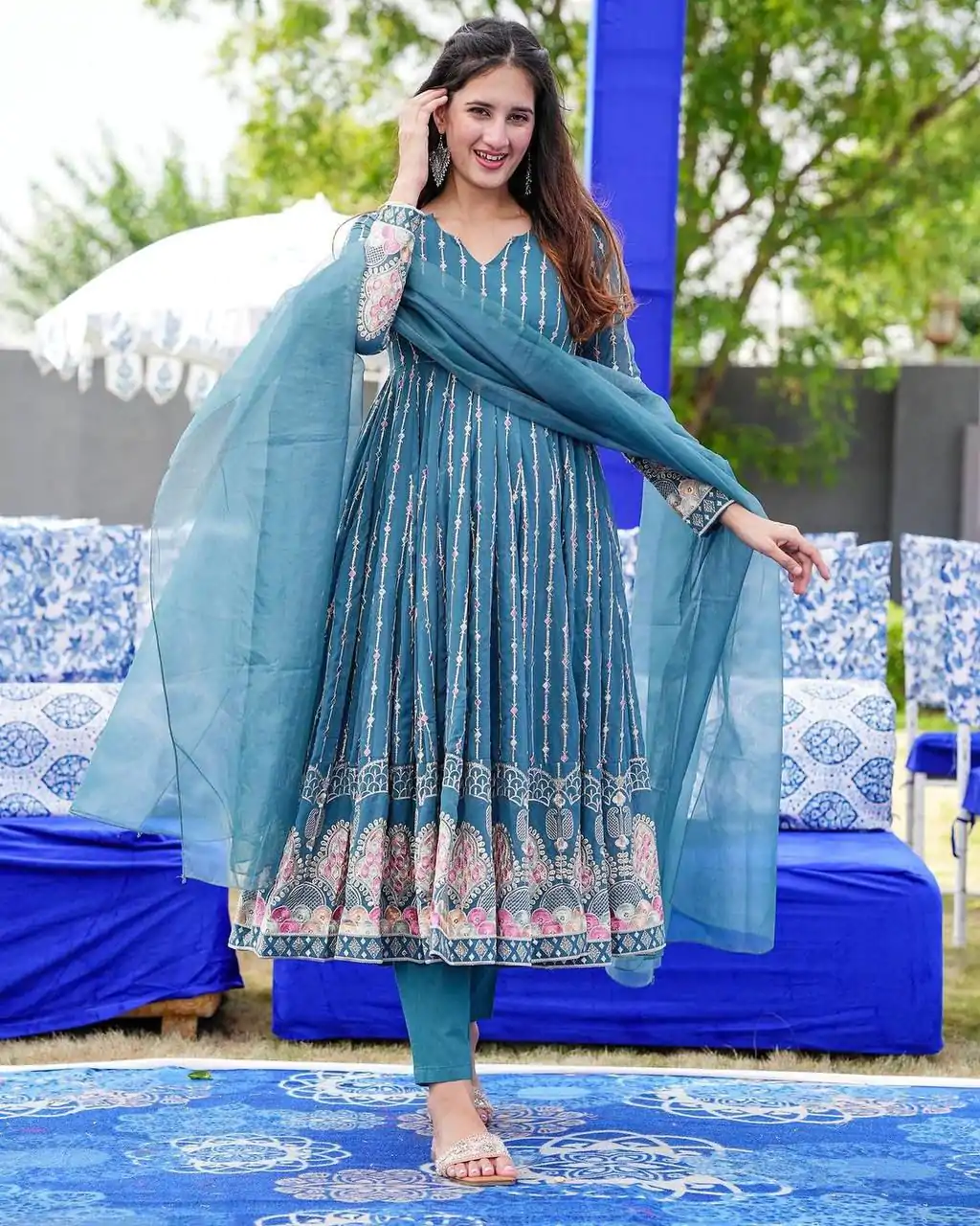 NSR 756 Blue Color Faux Georgette Embroidery Work With Full Sleeve Sharara Suit Casual, Wedding, Party, Festive, Events Etc. Delivery 4-6 Working Days 2199/ | Jump Suits, Salwar suit, Designer Suits, Casual Suits, Creative suits, Palazzo Suits, Party Wear Suits, Patiala Suits, Straight Suits