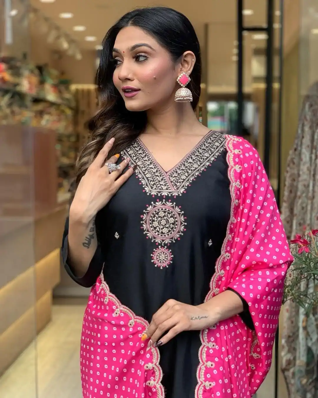 AD 147 Black Color Modal Silk Embroidery Sequence work Kurti Casual, Wedding, Party, Festive, Events Etc. Expected Delivery 4-6 Working Days @1799/- | Kurti, Bollywood Kurti, Creative Kurtis, Designer Kurti, Party Wear Kurti, Selfie Kurti