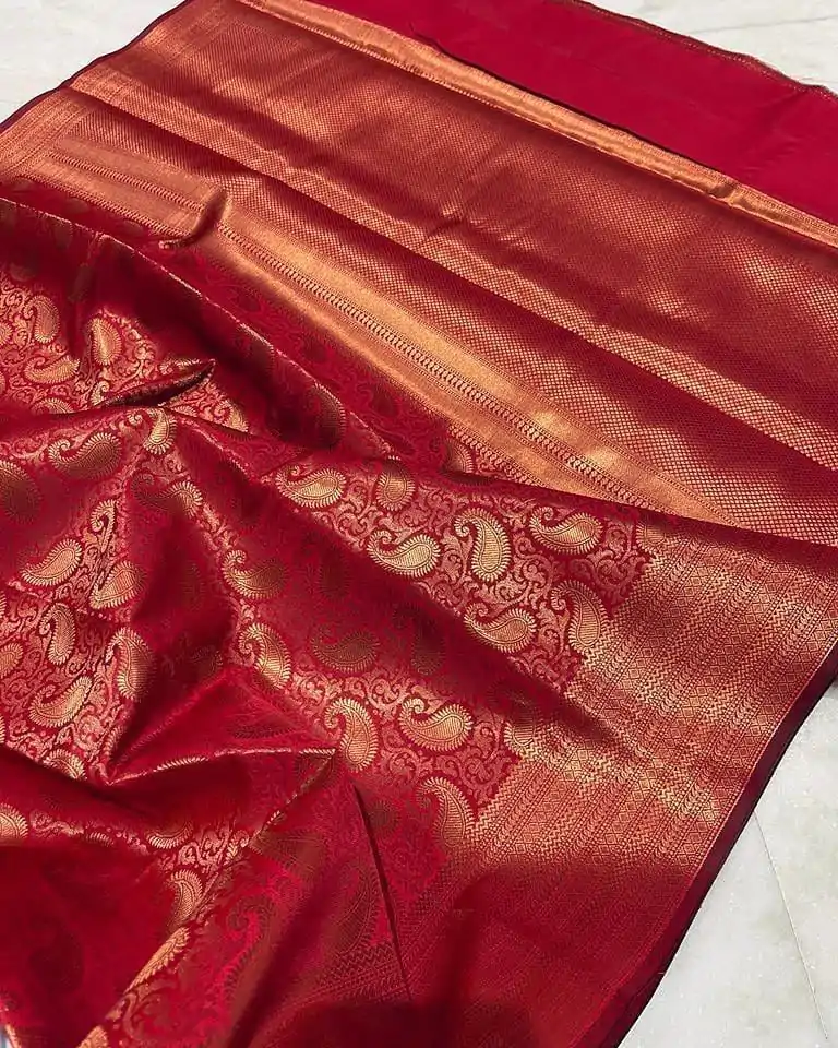 MS 252 Red Color Soft Lichi Silk Border And Rich Pallu Saree Casual, Party Wear, Wedding, Events, Etc. Expected Delivery 4-6 Working Days 1449/- | Sarees, Bollywood Sarees, Creative Sarees, Designer Sarees, Embroidered Sarees, Ethnic Saree, Modern Digital sarees, Party Wear Sarees