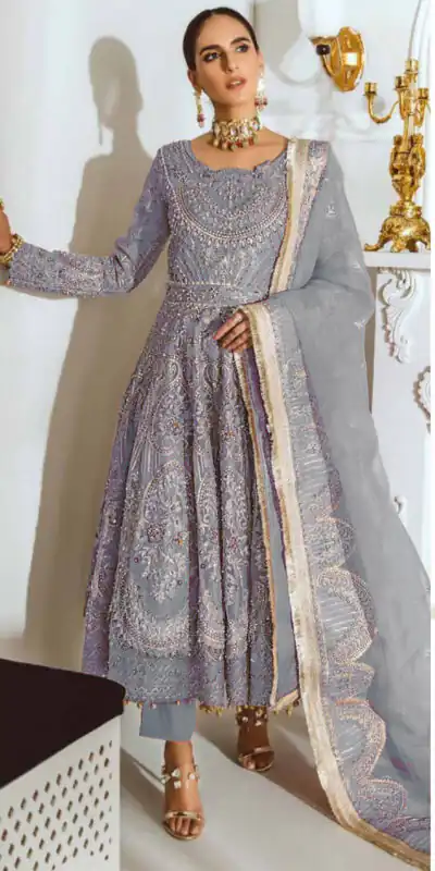 FC:-001021 Grey color heavy net with Embroidery And Sequence Work Classic Anarkali Suit Wedding,Party,Festive@1999/- Only | Anarkali Suits, Bollywood Anarkali, Creative-Anarkali, Designer Anarkali, Embroidered Anarkali, Party Wear Anarkali