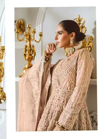 FC:-001025 Peach color heavy net with Embroidery And Sequence Work Classic Anarkali Suit Wedding,Party,Festive@1999/- Only | Anarkali Suits, Bollywood Anarkali, Creative-Anarkali, Designer Anarkali, Embroidered Anarkali, Party Wear Anarkali