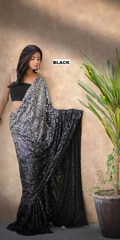 DF 3367 Black  Color Heavy 60 Gram Georgette Sequins Work Saree Casual, Party Wear, Wedding, Events Etc Delivery Expected.4-6 Working Days 1750/- | Sarees, Bollywood Sarees, Creative Sarees, Designer Sarees, Embroidered Sarees, Ethnic Saree, Modern Digital sarees, Party Wear Sarees