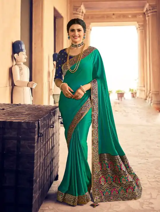 JR  TANVI Rama Green Saree : Premium Sana Silk With Beautiful Jacquard Lace Blouse : Heavy Jacquard Fabrics  Daily, Casual, Festive @1549/- | Sarees, Bollywood Sarees, Creative Sarees, Designer Sarees, Embroidered Sarees, Ethnic Saree, Modern Digital sarees, Party Wear Sarees