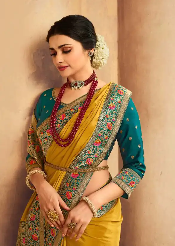 JR  TANVI Yellow Saree : Premium Sana Silk With Beautiful Jacquard Lace Blouse : Heavy Jacquard Fabrics  Daily, Casual, Festive @1549/- | Sarees, Bollywood Sarees, Creative Sarees, Designer Sarees, Embroidered Sarees, Ethnic Saree, Modern Digital sarees, Party Wear Sarees