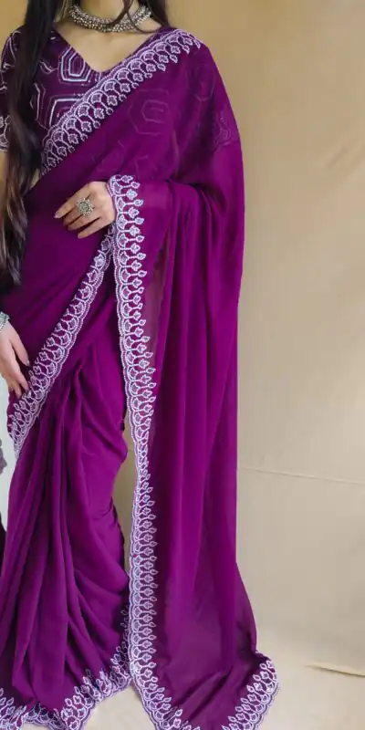  SF Chandni  Purple  Color Georgette Embroidery Sequence work Saree Casual, Wedding, Festive, Events Etc. Expected Delivery  4-6 Working Days @1999/- | Sarees, Bollywood Sarees, Creative Sarees, Designer Sarees, Embroidered Sarees, Ethnic Saree, Modern Digital sarees, Party Wear Sarees