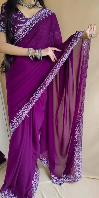  SF Chandni  Purple  Color Georgette Embroidery Sequence work Saree Casual, Wedding, Festive, Events Etc. Expected Delivery  4-6 Working Days @1999/- | Sarees, Bollywood Sarees, Creative Sarees, Designer Sarees, Embroidered Sarees, Ethnic Saree, Modern Digital sarees, Party Wear Sarees