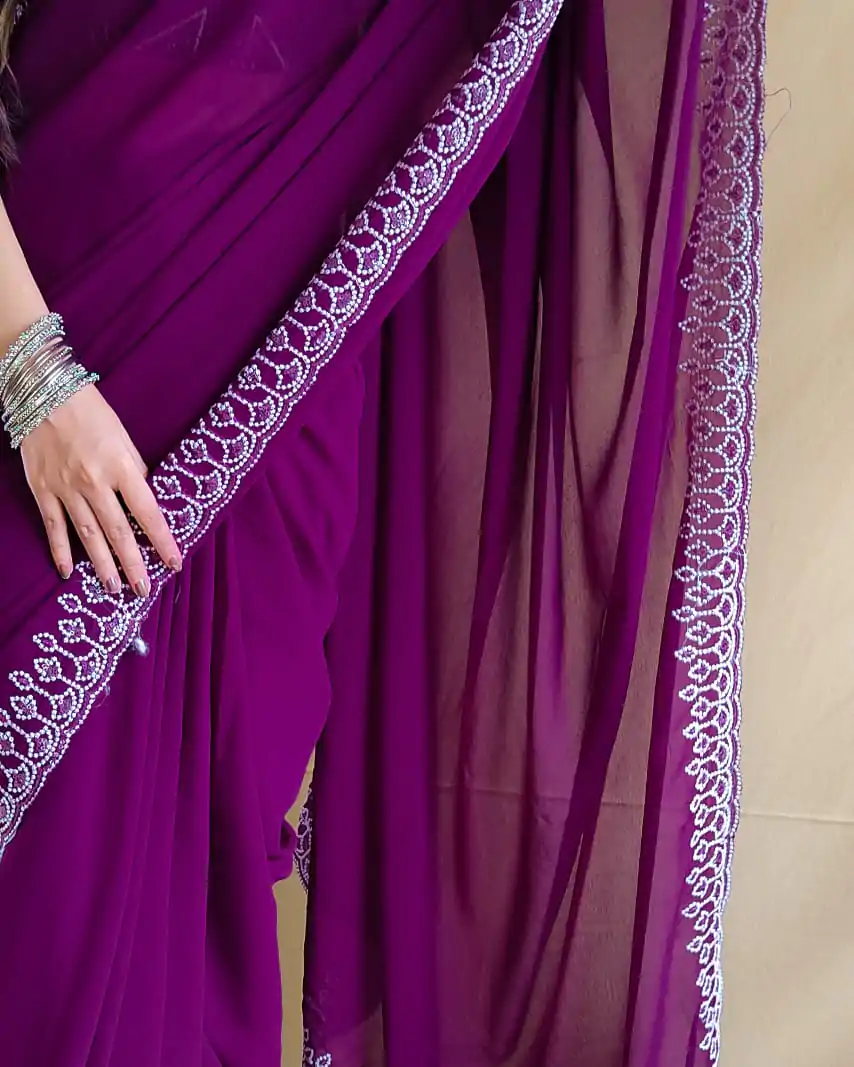  SF Chandni  Purple  Color Georgette Embroidery Sequence work Saree Casual, Wedding, Festive, Events Etc. Expected Delivery  4-6 Working Days @1999/- | Sarees, Bollywood Sarees, Creative Sarees, Designer Sarees, Embroidered Sarees, Ethnic Saree, Modern Digital sarees, Party Wear Sarees