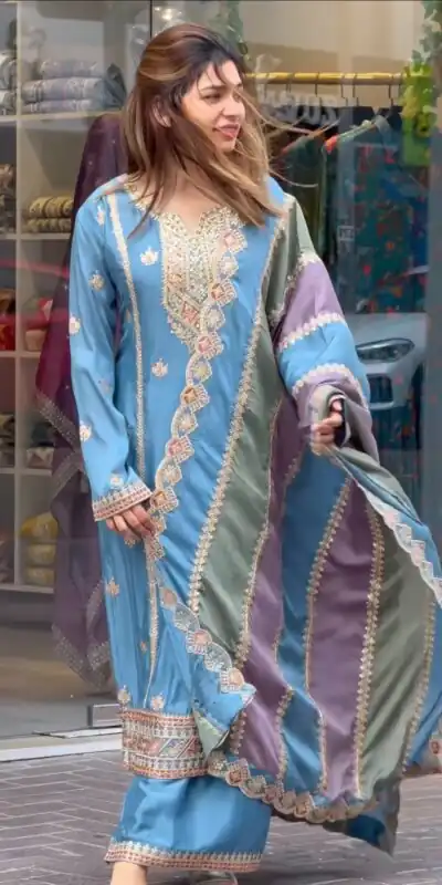 AD 145 Blue Color Georgette Embroidery Work Sharara Suit Wedding, Party, Festive, Events Etc. Expected Delivery  4-6 Working Days @2099/- | Jump Suits, Salwar suit, Designer Suits, Casual Suits, Creative suits, Palazzo Suits, Party Wear Suits, Patiala Suits, Straight Suits