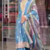 Fantastic Blue Color Georgette Embroidery Work Sharara Suit