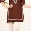 Fashionable Maroon Color Heavy Rayon With Embroidery Kurti