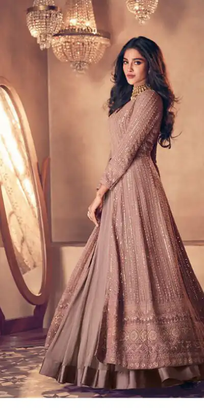 FC:-122 Brown color heavy Georgette with Embroidery And Santoon Work Classic Designer Suit Wedding,Party,Festive@2399/- Only | Anarkali Suits, Bollywood Anarkali, Creative-Anarkali, Designer Anarkali, Embroidered Anarkali, Party Wear Anarkali