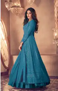FC:-122 Rama color heavy Georgette with Embroidery And Santoon Work Classic Designer Suit Wedding,Party,Festive@2399/- Only | Anarkali Suits, Bollywood Anarkali, Creative-Anarkali, Designer Anarkali, Embroidered Anarkali, Party Wear Anarkali