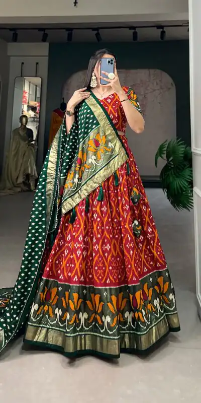 LNB 1615 Red Color Tussar Silk Drawstring & Printed With Foil Print & Heavy Tassels Lehenga Choli   Expected Delivery 4-6 Working Days 2449/- | Lehenga, Bollywood Lehenga, Creative Lehenga, Designer Lehenga, Embroidered Lehenga, Party Wear Lehenga