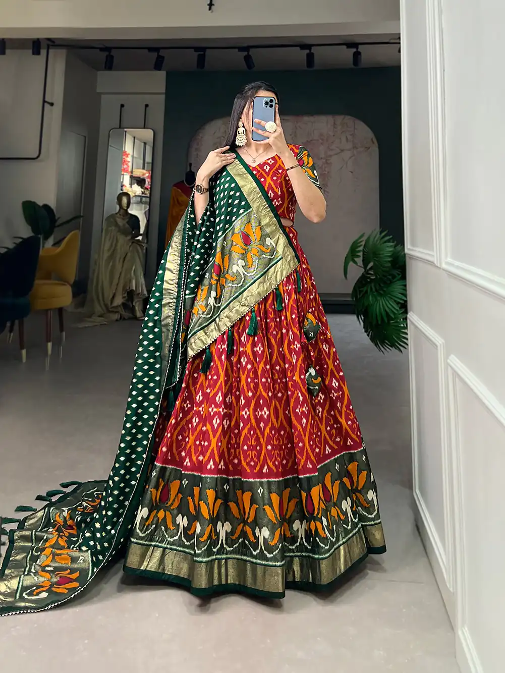 LNB 1615 Red Color Tussar Silk Drawstring & Printed With Foil Print & Heavy Tassels Lehenga Choli   Expected Delivery 4-6 Working Days 2449/- | Lehenga, Bollywood Lehenga, Creative Lehenga, Designer Lehenga, Embroidered Lehenga, Party Wear Lehenga