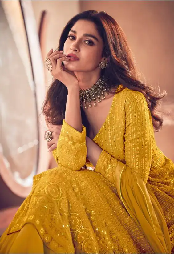 FC:-122 Yellow color heavy Georgette with Embroidery And Santoon Work Classic Designer Suit Wedding,Party,Festive@2399/- Only | Anarkali Suits, Bollywood Anarkali, Creative-Anarkali, Designer Anarkali, Embroidered Anarkali, Party Wear Anarkali