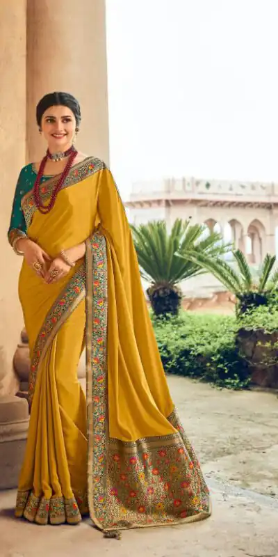 JR TANVI Yellow Saree : Premium Sana Silk With Beautiful Jacquard Lace Blouse : Heavy Jacquard Fabrics Daily, Casual, Festive @1549/- | Sarees, Bollywood Sarees, Creative Sarees, Designer Sarees, Embroidered Sarees, Ethnic Saree, Modern Digital sarees, Party Wear Sarees