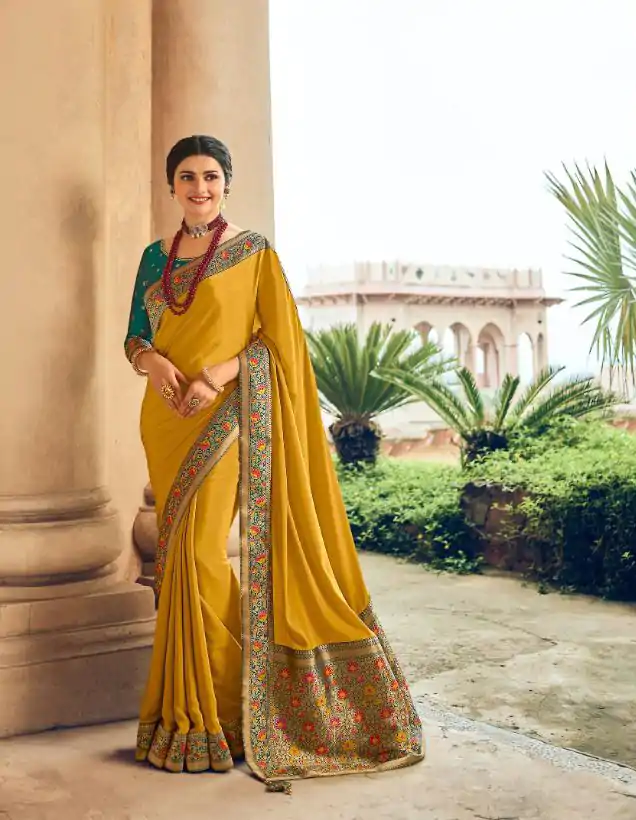 JR  TANVI Yellow Saree : Premium Sana Silk With Beautiful Jacquard Lace Blouse : Heavy Jacquard Fabrics  Daily, Casual, Festive @1549/- | Sarees, Bollywood Sarees, Creative Sarees, Designer Sarees, Embroidered Sarees, Ethnic Saree, Modern Digital sarees, Party Wear Sarees