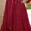 Grace Red Color Net Embroidery And Mirror work Anarkali Suit