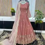 ZF 359 Peach Color Georgette Embroidery Sequence Work Gown Casual, Wedding, Party, Festive, Events Etc. Expected Delivery 4-6 Working Days @1999/- | Gowns, Bollywood Gowns, Creative Gowns, Designer Gowns, Embroidered Gowns, Party Wear Gowns