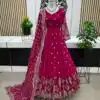 Rani Pink Georgette Embroidery Sequence Gown