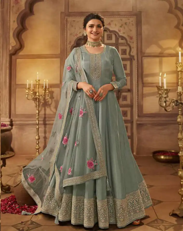 FC Noor Grey Gown Dola Silk Embroidery Sequence Work Anarkali Suit Wedding, Party, Festive events, etc. Expected Delivery 4-6 Working Days @2399/- Only | Anarkali Suits, Bollywood Anarkali, Creative-Anarkali, Designer Anarkali, Embroidered Anarkali, Party Wear Anarkali