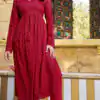 Grand Look Red Color Heavy Rayon with Schiffli Work Kurti
