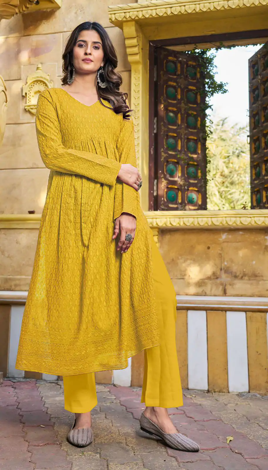 INLI Schiffli Yellow Color Heavy Rayon with Schiffli Work Kurti Casual, Wedding, Party, Festive, Events Etc. Expected Delivery 4-6 Working Days @1699/- | Kurti, Bollywood Kurti, Creative Kurtis, Designer Kurti, Party Wear Kurti, Selfie Kurti