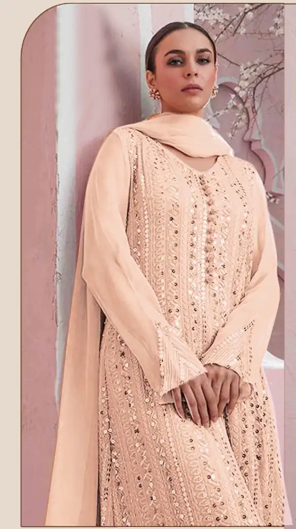 DS 001255 Cream Color Georgette Embroidered Straight Pakistani Salwar Suit Casual, Wedding, Festive, Events Etc. Expected Delivery 4-6 Working Days @1949/- | Salwar suit, Designer Suits, Casual Suits, Creative suits, Palazzo Suits, Party Wear Suits, Patiala Suits, Straight Suits