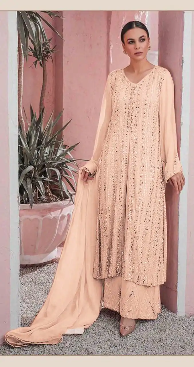 DS 001255 Cream Color Georgette Embroidered Straight Pakistani Salwar Suit Casual, Wedding, Festive, Events Etc. Expected Delivery 4-6 Working Days @1949/- | Salwar suit, Designer Suits, Casual Suits, Creative suits, Palazzo Suits, Party Wear Suits, Patiala Suits, Straight Suits